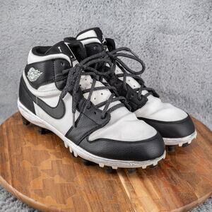 Size 10.5 Jordan 1 TD Mid Black White Panda Nike Football Cleats AR5604-100